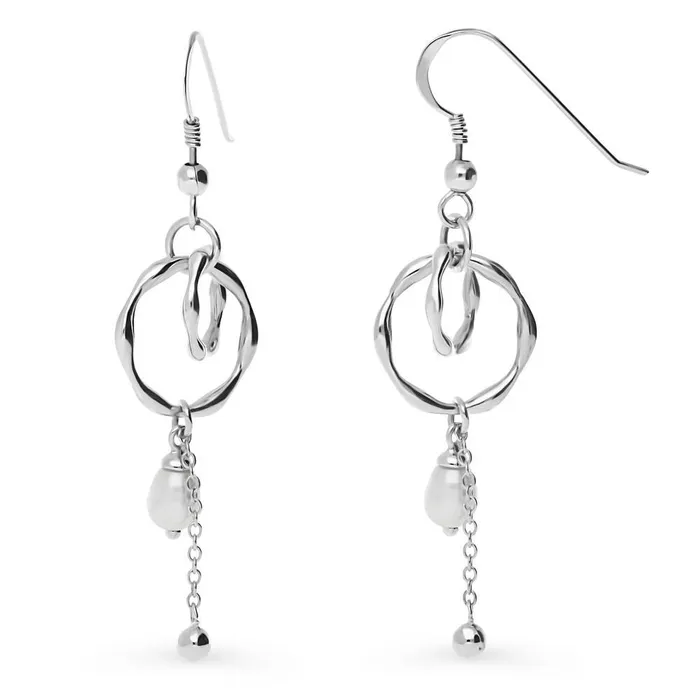 BERRICLE Rings Open Circle Interlocking Cultured Pearl Set in Sterling Silver