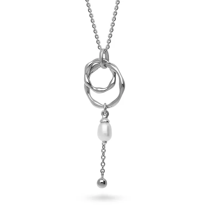 BERRICLE Rings Open Circle Interlocking Cultured Pearl Set in Sterling Silver