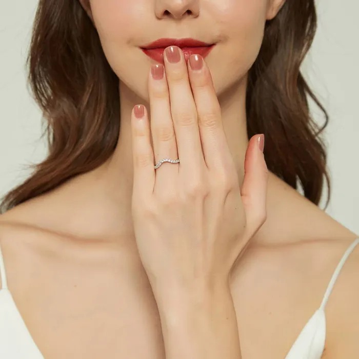BERRICLE Rings Wishbone CZ Eternity Ring in Sterling Silver