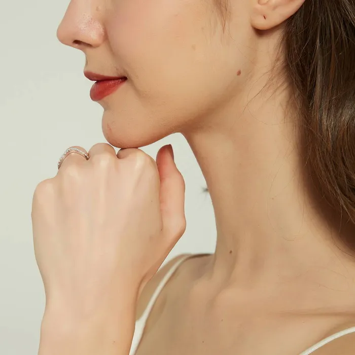 BERRICLE Rings Wishbone CZ Eternity Ring in Sterling Silver
