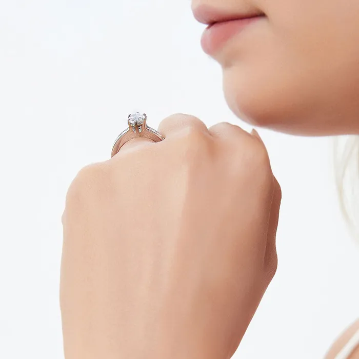 BERRICLE Solitaire 16ct Marquise CZ Ring Set in Sterling Silver Rings