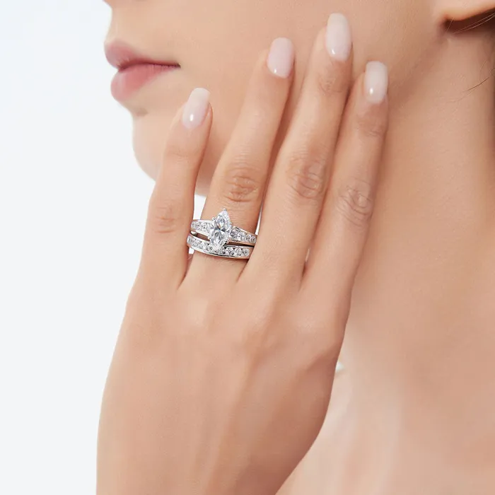 BERRICLE Solitaire 16ct Marquise CZ Ring Set in Sterling Silver Rings