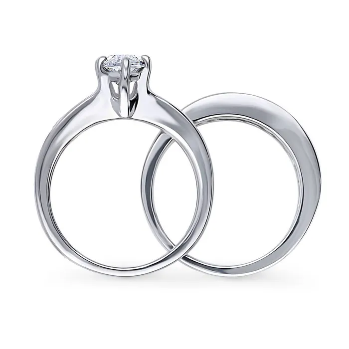 BERRICLE Solitaire 16ct Marquise CZ Ring Set in Sterling Silver Rings