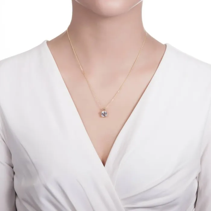 BERRICLE Solitaire Asscher CZ Necklace in Sterling Silver 3ct Necklaces