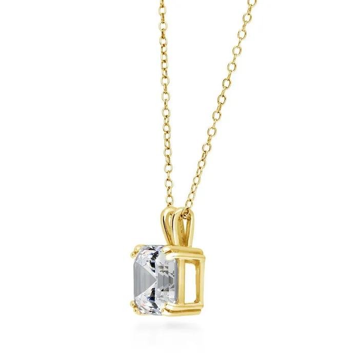 BERRICLE Solitaire Asscher CZ Necklace in Sterling Silver 3ct Necklaces