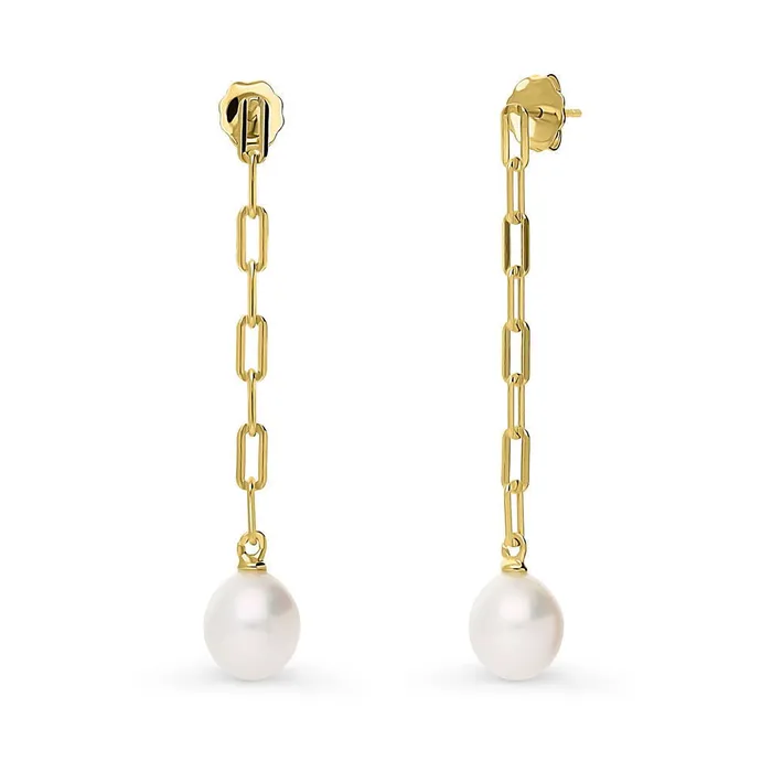 BERRICLE Solitaire Oval Cultured Pearl Earrings in Sterling Silver Earrings BERRICLE Solitaire Oval Cultured Pearl Earrings in Sterling Silver Earrings