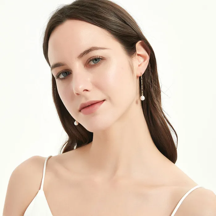 BERRICLE Solitaire Oval Cultured Pearl Earrings in Sterling Silver Earrings