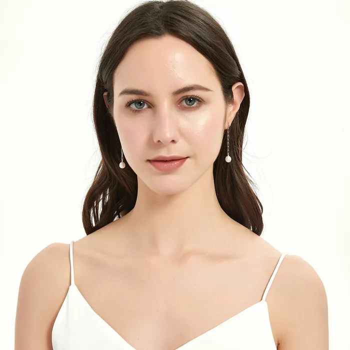 BERRICLE Solitaire Oval Cultured Pearl Earrings in Sterling Silver Earrings