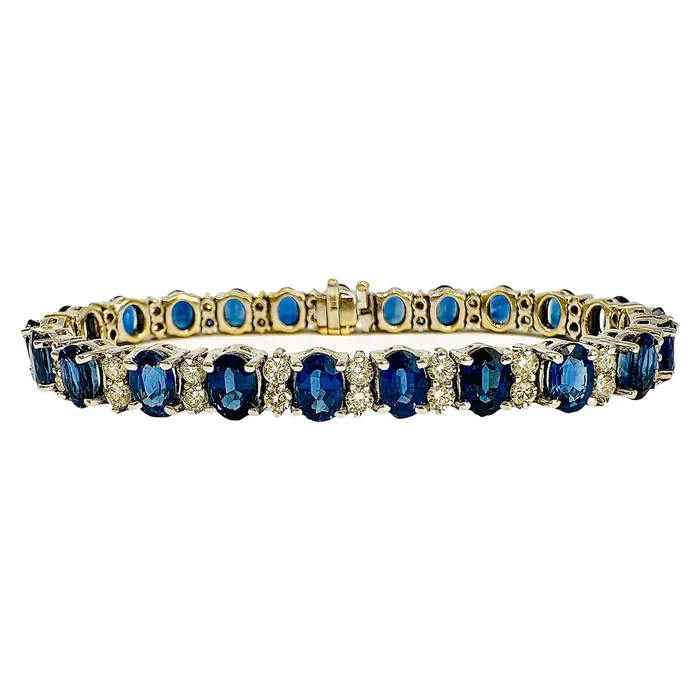 Bracelets 18K White Gold Sapphire and Diamond Tennis Bracelet Jewelry