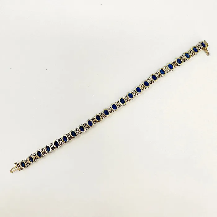 Bracelets 18K White Gold Sapphire and Diamond Tennis Bracelet Jewelry