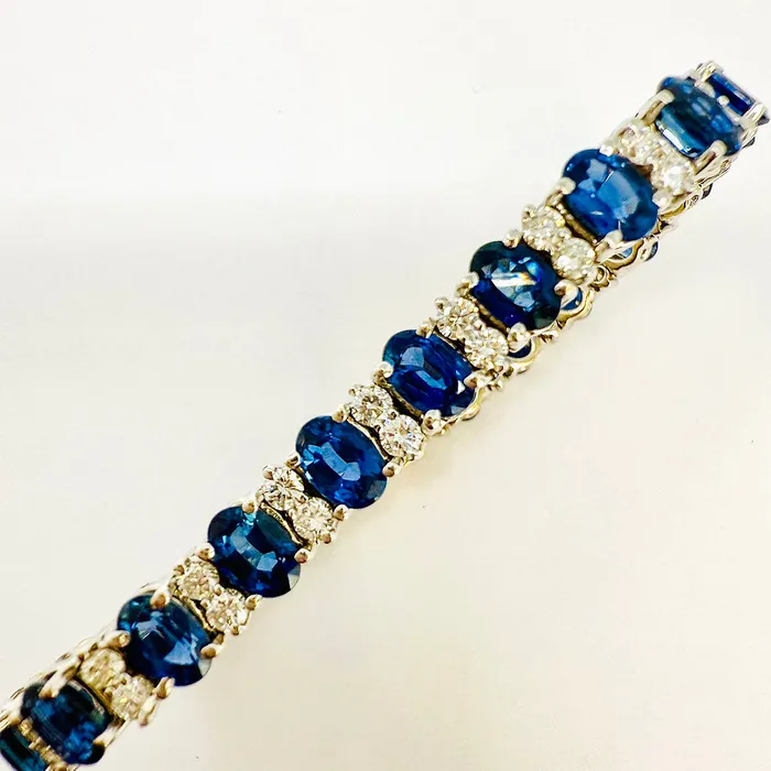 Bracelets 18K White Gold Sapphire and Diamond Tennis Bracelet Jewelry