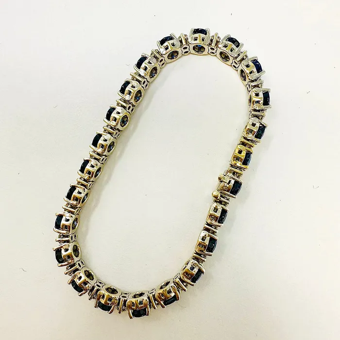 Bracelets 18K White Gold Sapphire and Diamond Tennis Bracelet Jewelry