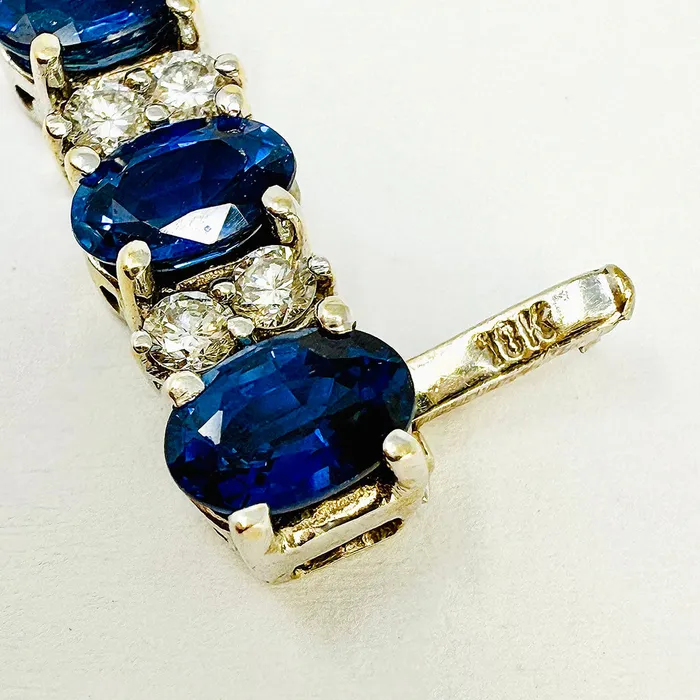 Bracelets 18K White Gold Sapphire and Diamond Tennis Bracelet Jewelry
