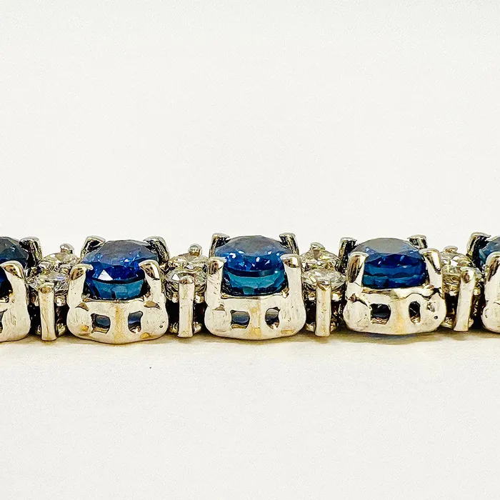 Bracelets 18K White Gold Sapphire and Diamond Tennis Bracelet Jewelry