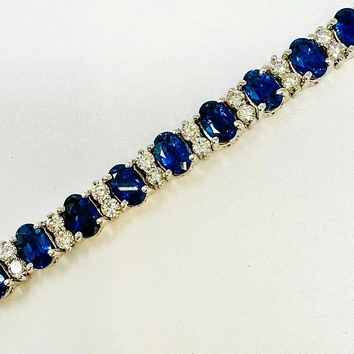 Bracelets 18K White Gold Sapphire and Diamond Tennis Bracelet Jewelry