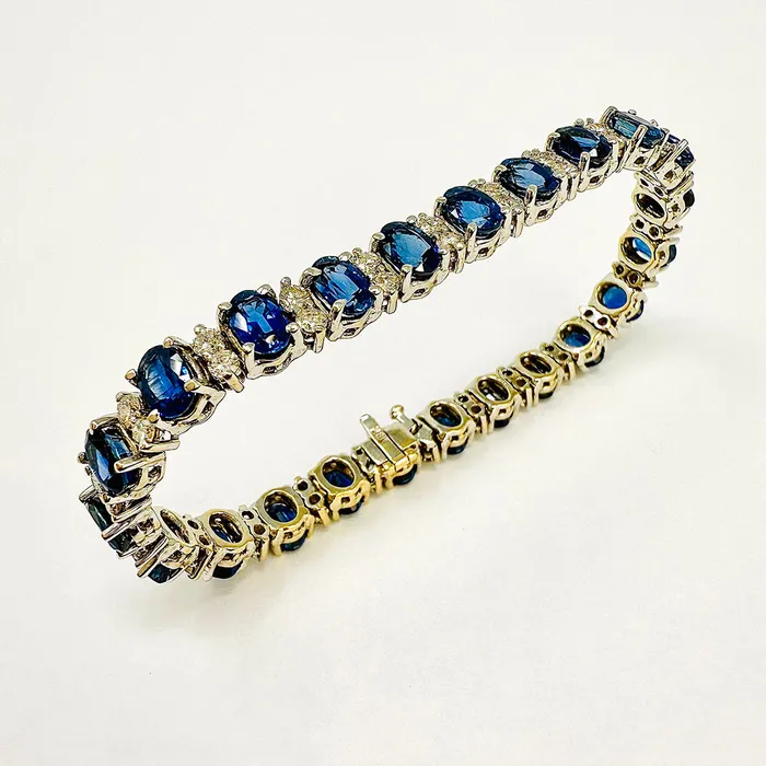 Bracelets 18K White Gold Sapphire and Diamond Tennis Bracelet Jewelry