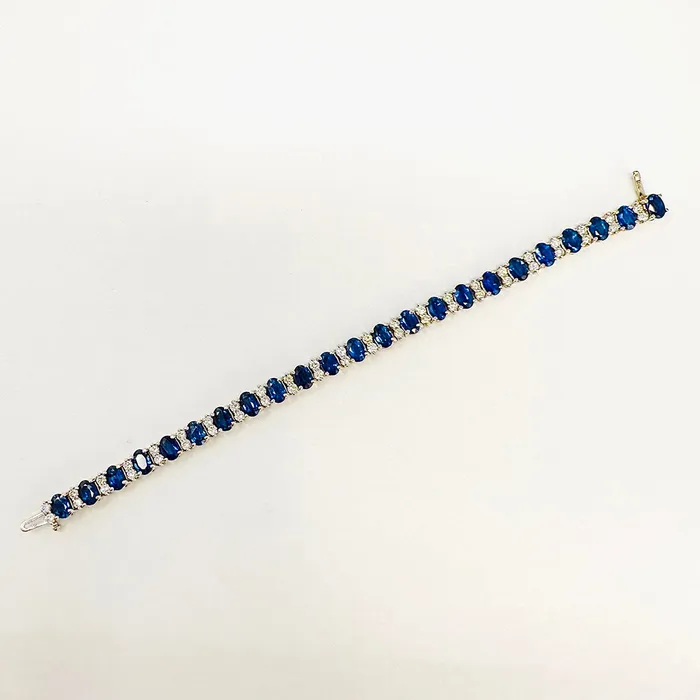Bracelets 18K White Gold Sapphire and Diamond Tennis Bracelet Jewelry