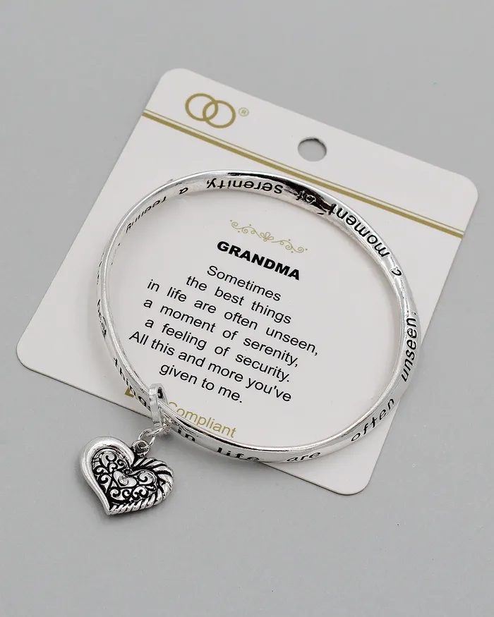 Bracelets CHECK2024 GRANDMA Inspirational Bangle Bracelet with Charm Bracelets CHECK2024 GRANDMA Inspirational Bangle Bracelet with Charm