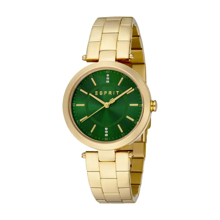 Bracelets Esprit ESPRIT Womens Gold Watch with Dark Green Dial and Gold Metal Bracelet