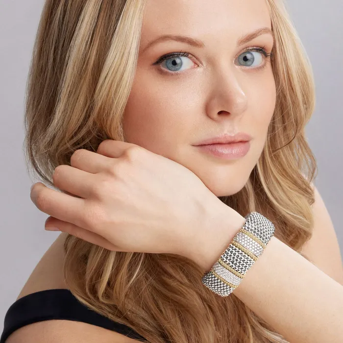 Bracelets LAGOS Caviar Lux Double Station Diamond Caviar Bracelet 23mm Bracelets LAGOS Caviar Lux Double Station Diamond Caviar Bracelet 23mm