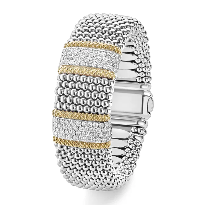 Bracelets LAGOS Caviar Lux Double Station Diamond Caviar Bracelet 23mm Bracelets LAGOS Caviar Lux Double Station Diamond Caviar Bracelet 23mm