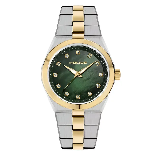 Bracelets Police Ladies Green Dial Gold Accents Stainless Steel Watch Police Bracelets Police Ladies Green Dial Gold Accents Stainless Steel Watch Police
