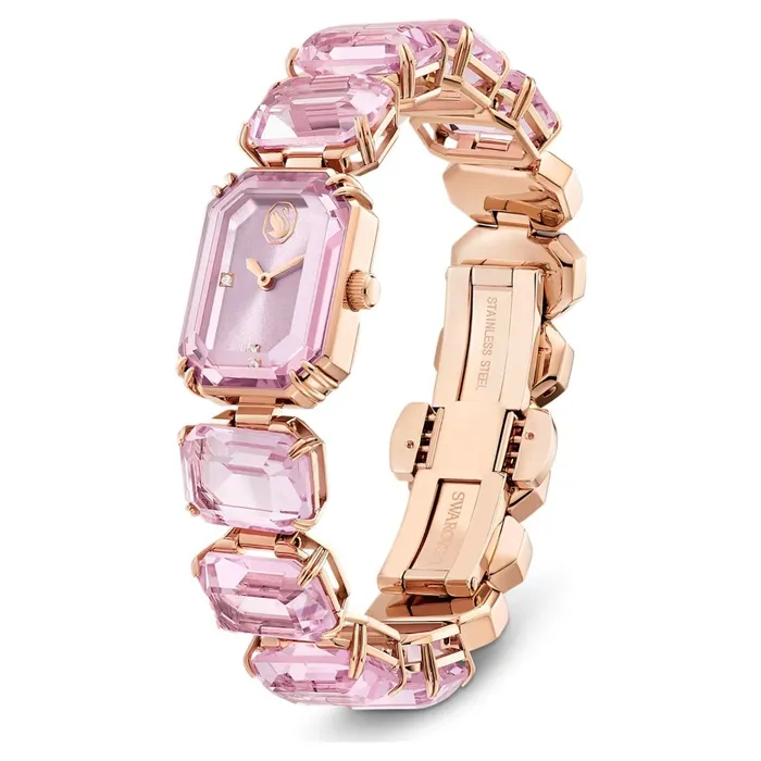 Bracelets Swarovski Swarovski Octagon cut Watch bracelet Pink Rose goldtone finish 23 mm x 17 mm Bracelets Swarovski Swarovski Octagon cut Watch bracelet Pink Rose goldtone finish 23 mm x 17 mm