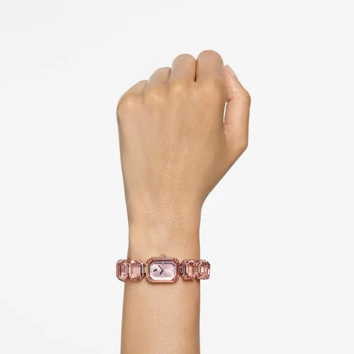 Bracelets Swarovski Swarovski Octagon cut Watch bracelet Pink Rose goldtone finish 23 mm x 17 mm Bracelets Swarovski Swarovski Octagon cut Watch bracelet Pink Rose goldtone finish 23 mm x 17 mm