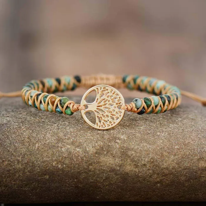 Bracelets WickedAF Natural African Turquoise Tree of Life Bracelet