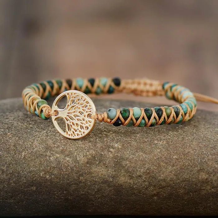 Bracelets WickedAF Natural African Turquoise Tree of Life Bracelet
