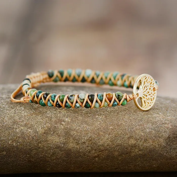 Bracelets WickedAF Natural African Turquoise Tree of Life Bracelet