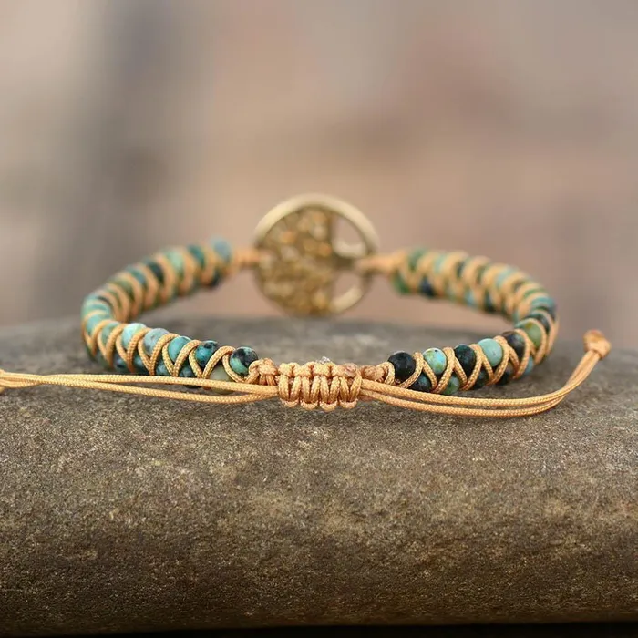 Bracelets WickedAF Natural African Turquoise Tree of Life Bracelet