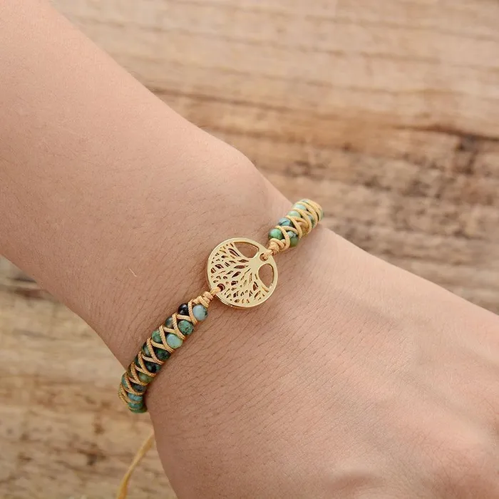Bracelets WickedAF Natural African Turquoise Tree of Life Bracelet