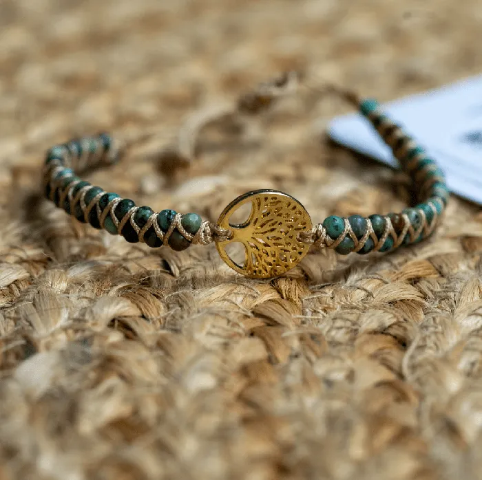 Bracelets WickedAF Natural African Turquoise Tree of Life Bracelet