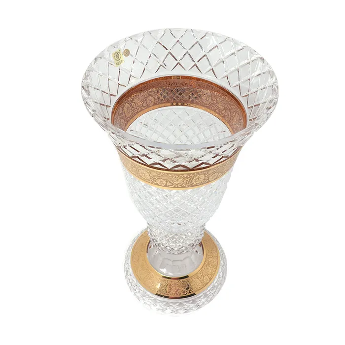 Caesar Crystal Rings Caesar Crystal Vase Clear With Gold Diamond Cut