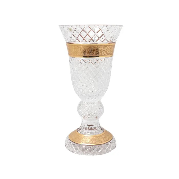 Caesar Crystal Rings Caesar Crystal Vase Clear With Gold Diamond Cut Caesar Crystal Rings Caesar Crystal Vase Clear With Gold Diamond Cut