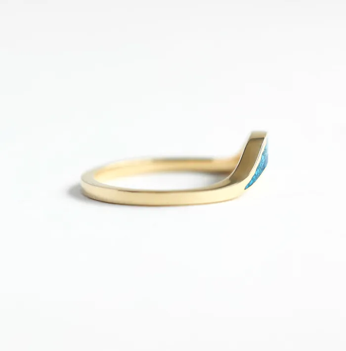 Capucinne Rings Ocean Ring Lake Ring Unique Curved Inlay Band