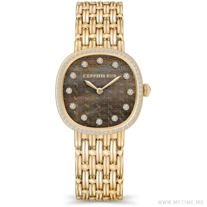 Cerruti 1881 Gresta Women Brown Dial Gold Tone Watch Cerruti Rings