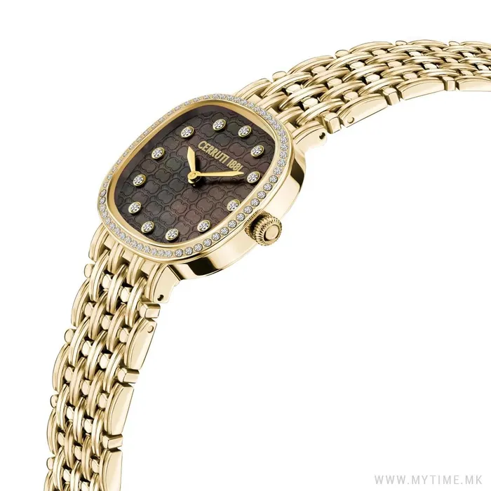 Cerruti 1881 Gresta Women Brown Dial Gold Tone Watch Cerruti Rings