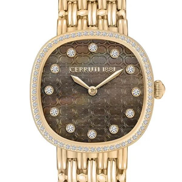 Cerruti 1881 Gresta Women Brown Dial Gold Tone Watch Cerruti Rings