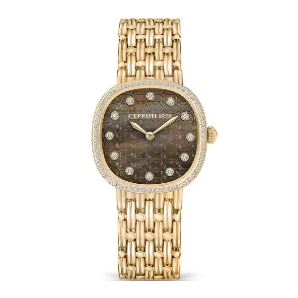 Cerruti 1881 Gresta Women Brown Dial Gold Tone Watch Cerruti Rings