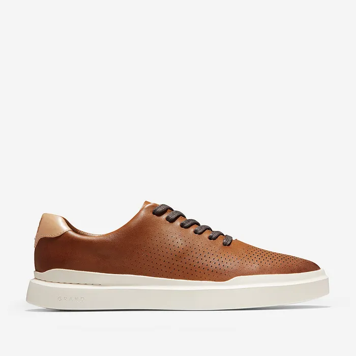Cole Haan GrandPr Rally Laser Cut Sneaker British Tan Ivory Cole Haan Rings
