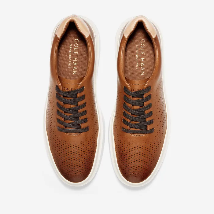 Cole Haan GrandPr Rally Laser Cut Sneaker British Tan Ivory Cole Haan Rings