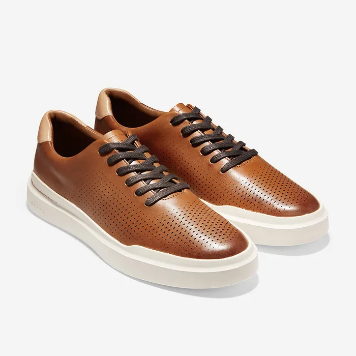 Cole Haan GrandPr Rally Laser Cut Sneaker British Tan Ivory Cole Haan Rings