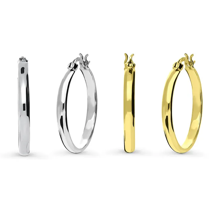 Dome Hoop Earrings in Sterling Silver 2 Pairs BERRICLE Earrings