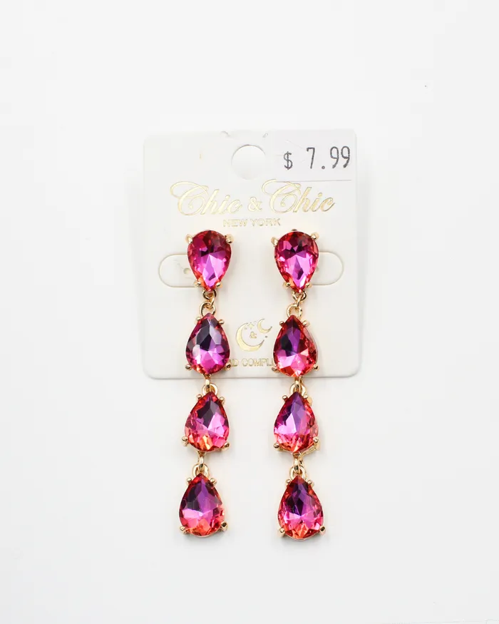 Down Pear Drop Pink Earrings SEPT2024 Earrings