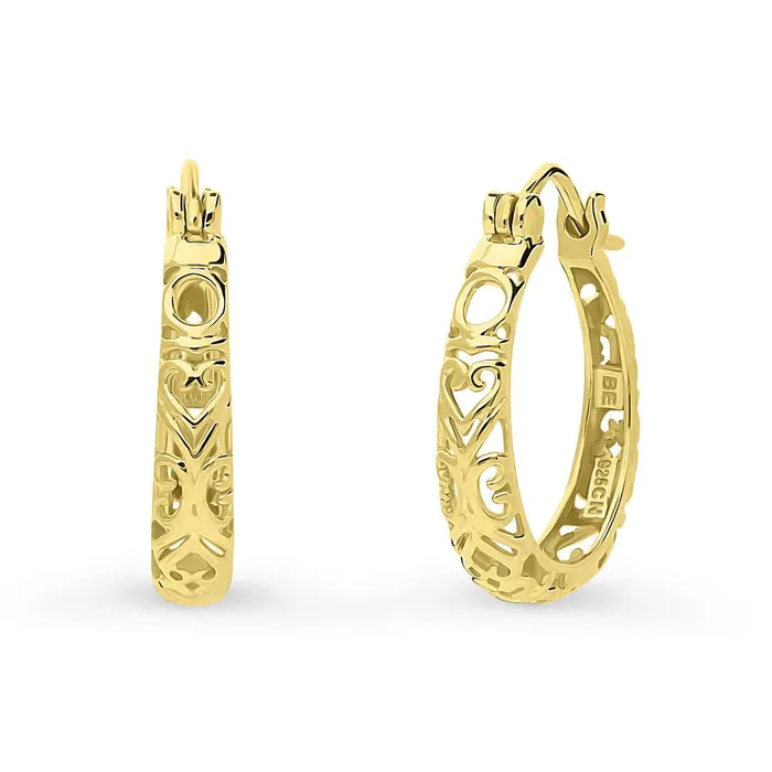Earrings BERRICLE Filigree Medium Hoop Earrings in Sterling Silver 075