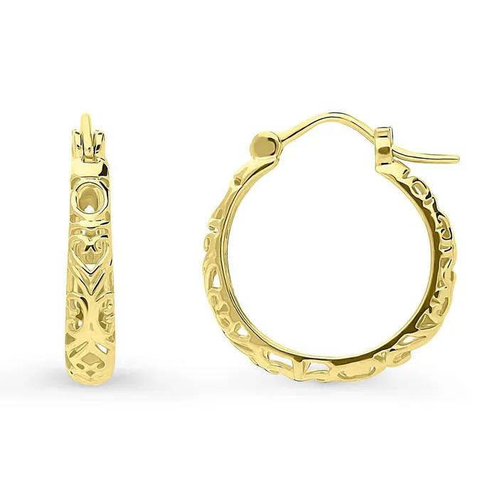 Earrings BERRICLE Filigree Medium Hoop Earrings in Sterling Silver 075
