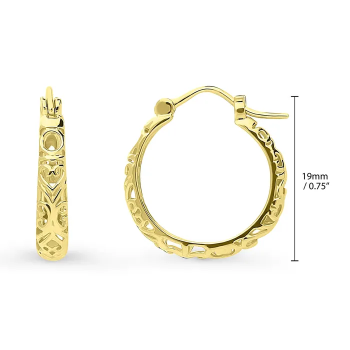 Earrings BERRICLE Filigree Medium Hoop Earrings in Sterling Silver 075