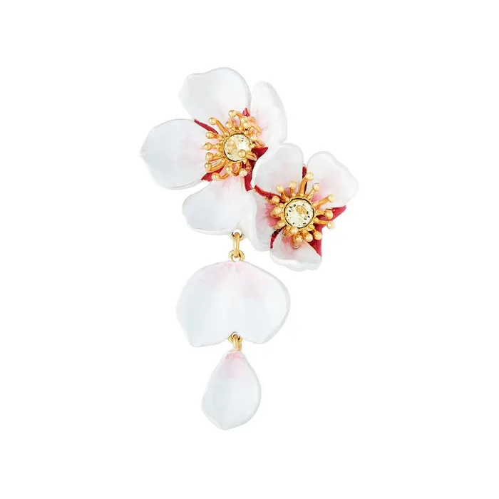 Earrings Les Nereides Les Nereides White Cherry Blossom Dangling Earrings
